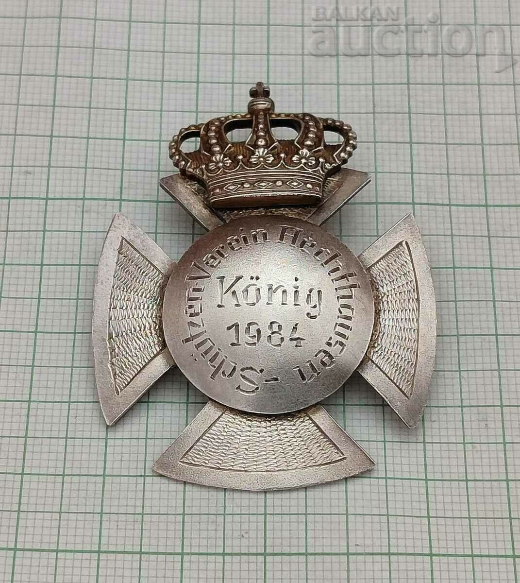 КЛУБ СТРЕЛБА SCHUTZEN VEREIN KONIG 1984 СРЕБЪРЕН ЗНАК