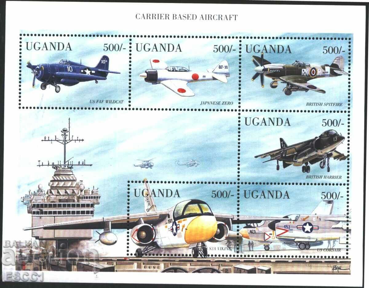 Καθαρά γραμματόσημα σε μικρό φύλλο Aviation Airplanes 1998 από την Ουγκάντα