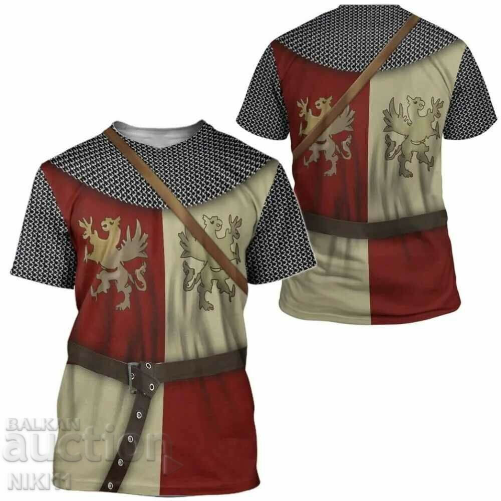 T-shirt with a print of medieval armor of a boyar knight