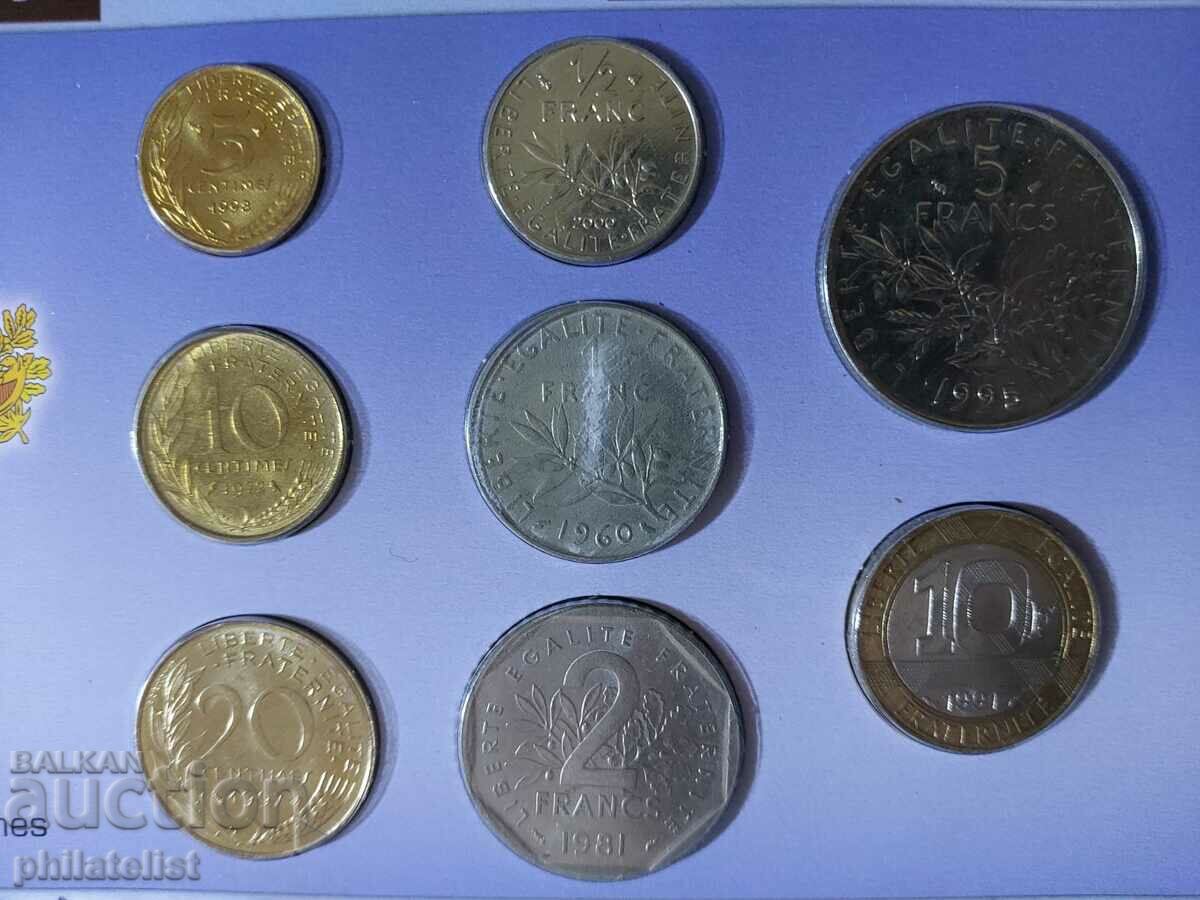 Complete set - France 1960 - 2000 - 8 coins with price 22.00 BGN | € 11.25