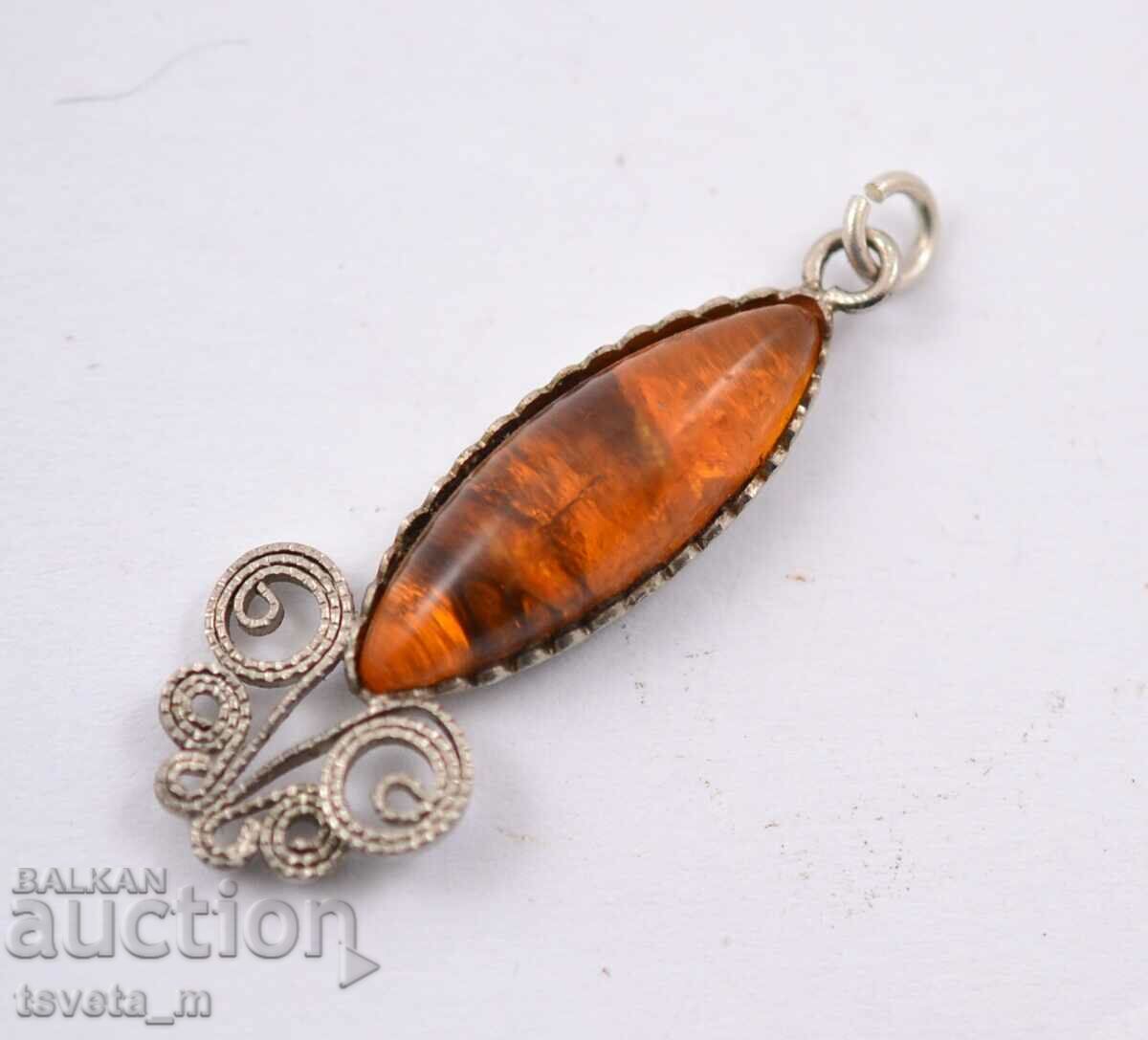 Locket, pendant with amber