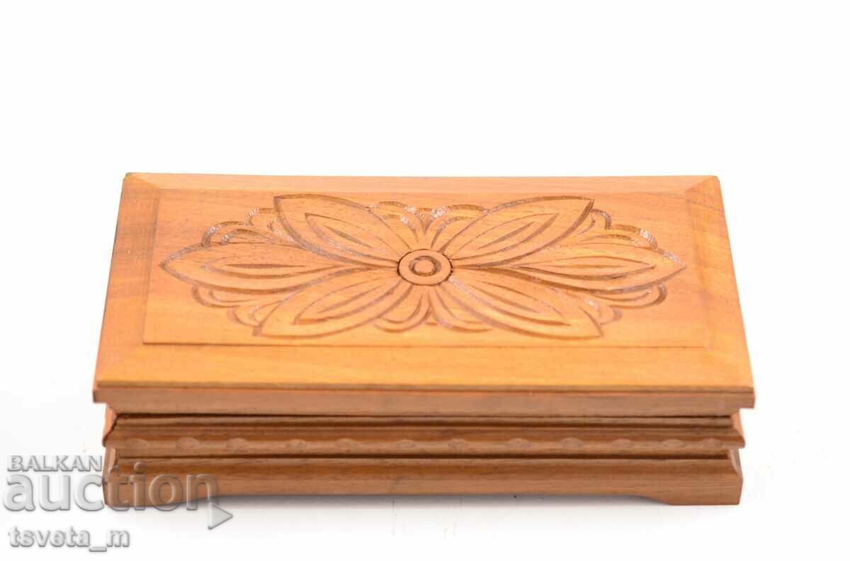 Wooden box, carved walnut