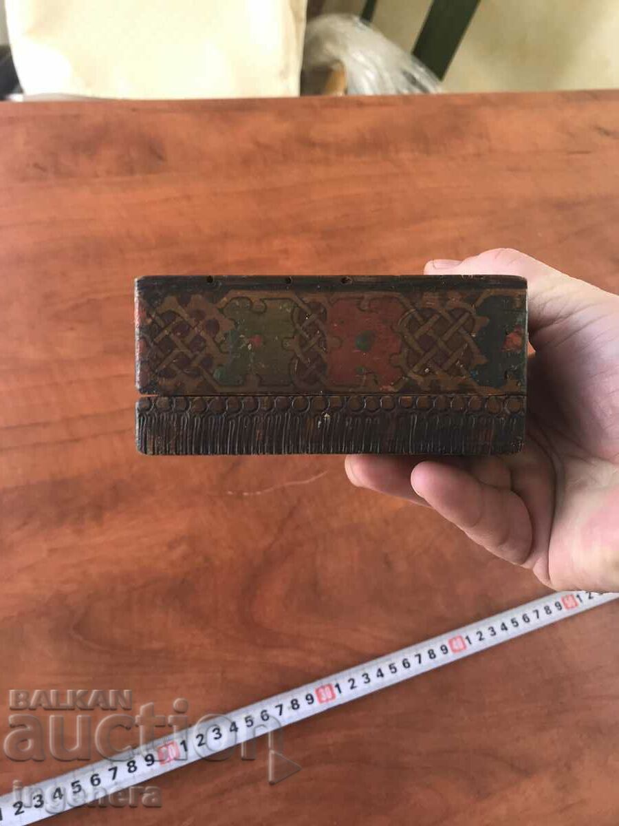 BOX BOX WOOD PYROGRAPHED PAINTED COLOR RETRO - 5 BOX BOX WOOD PYROGRAPHED PAINTED COLOR RETRO - 5