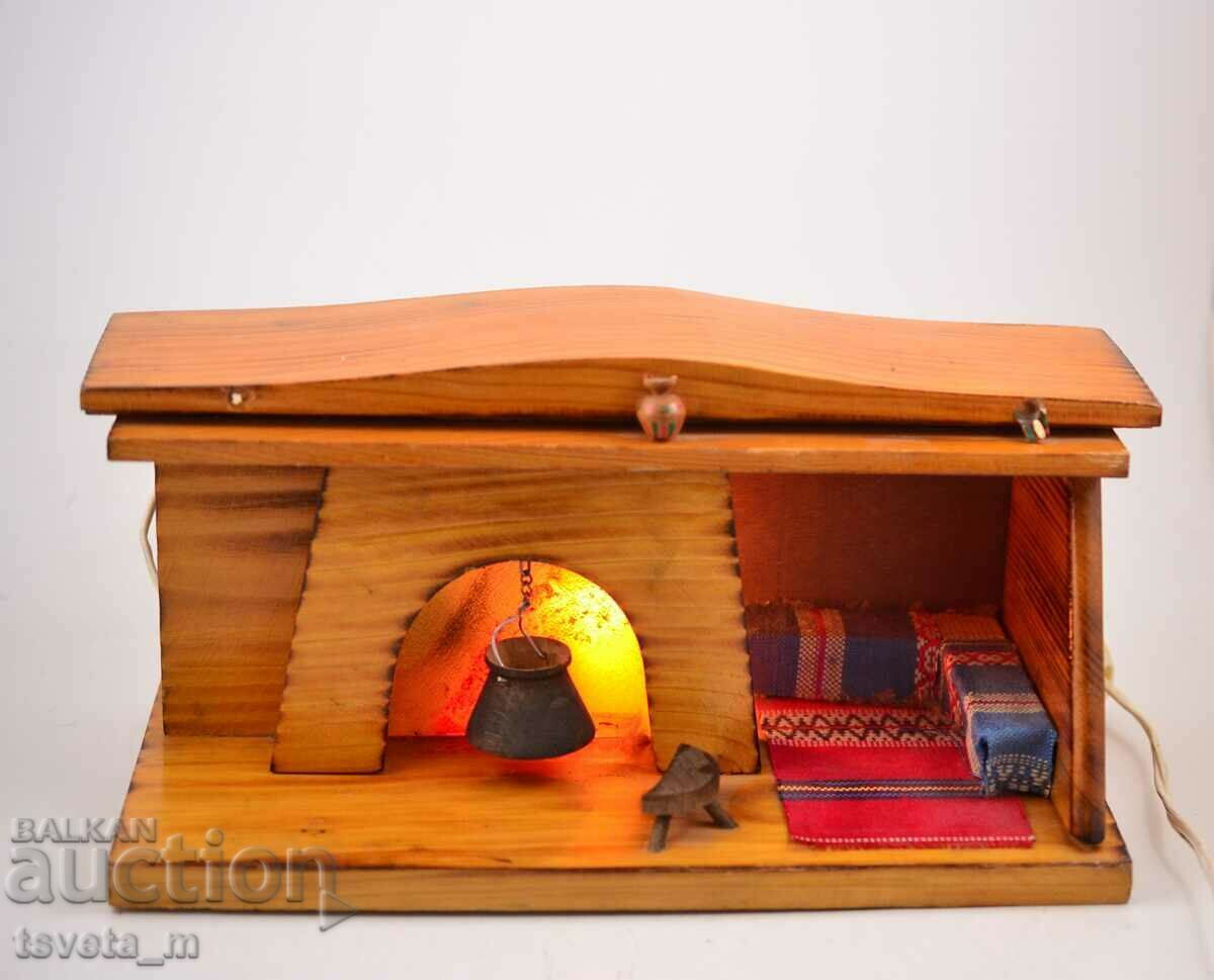 Night lamp in the form of a fireplace, Retro bedroom lamp