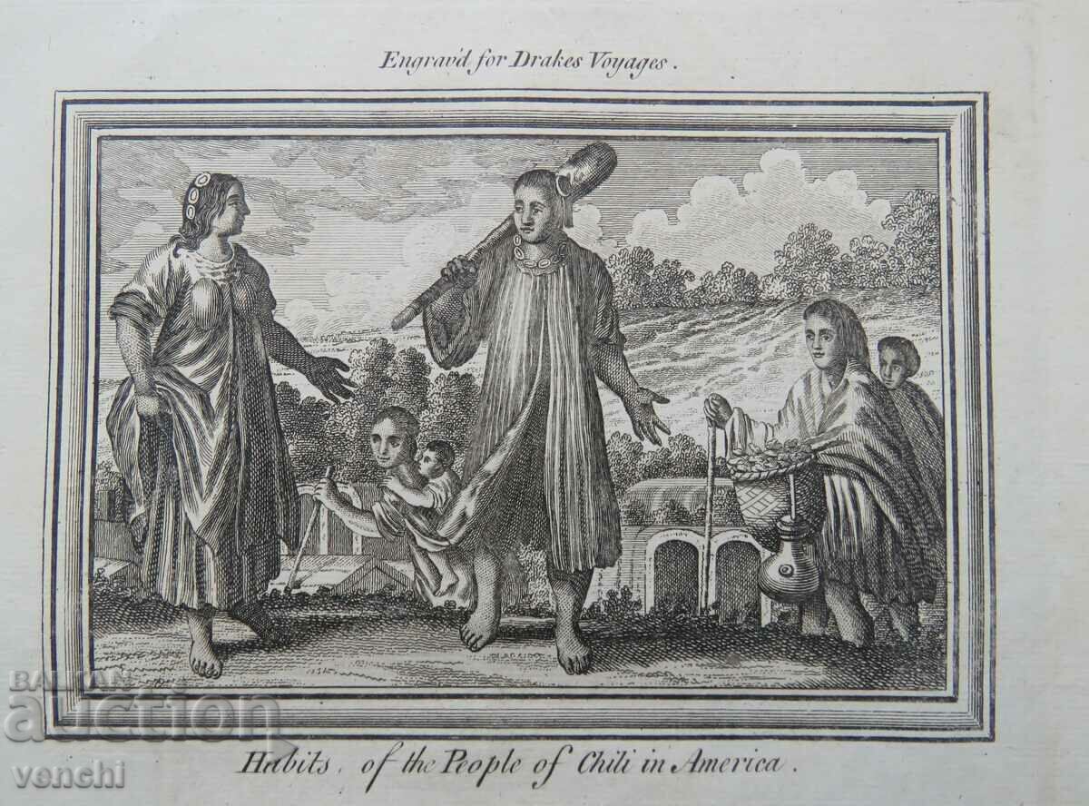1771 - ENGRAVING - PEOPLE ANIMALS CHILE AMERICA - ORIGINAL with price 59.99 BGN | € 30.67 1771 - ENGRAVING - PEOPLE ANIMALS CHILE AMERICA - ORIGINAL with price 59.99 BGN | € 30.67
