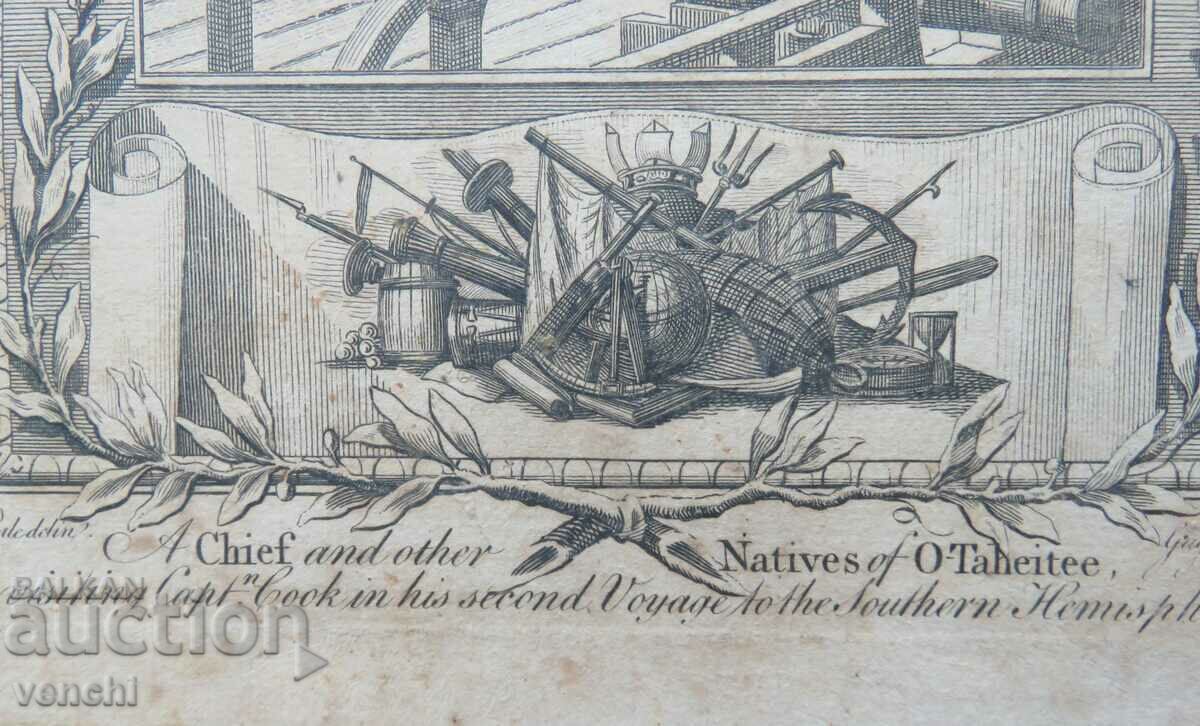 Delivery of 1786 - ENGRAVING - CAPTAIN COOK, TAHITI - ORIGINAL