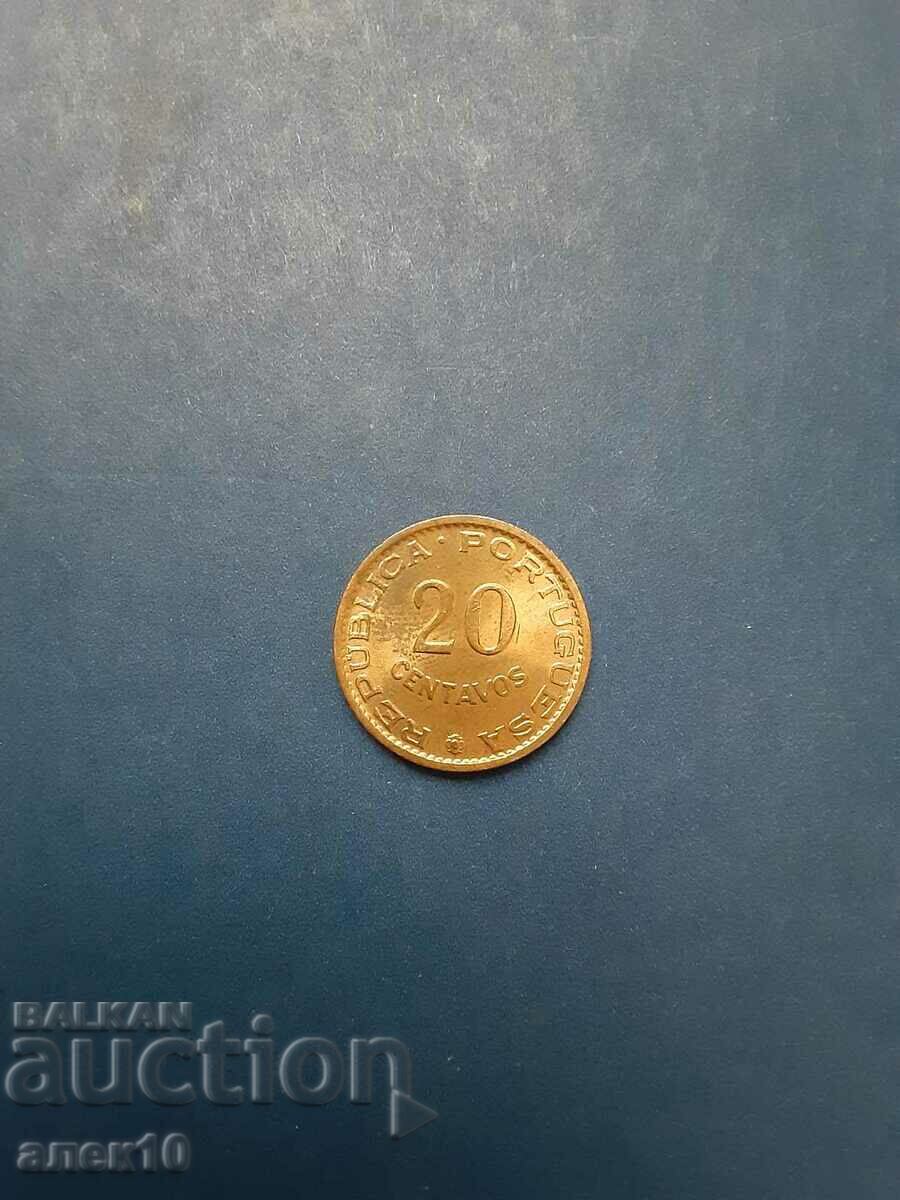 Ангола  20  сентавос  1962