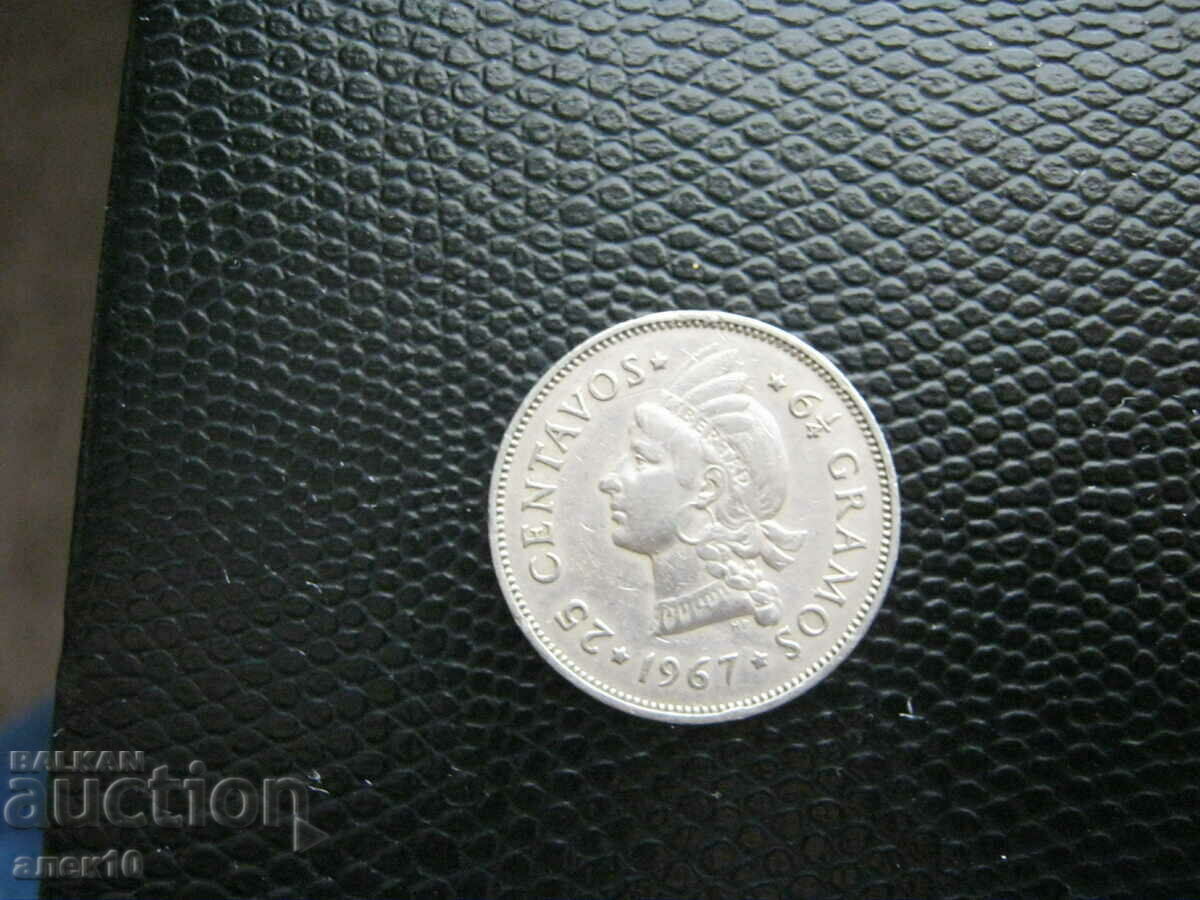 Dominican Republic 25 centavos 1967