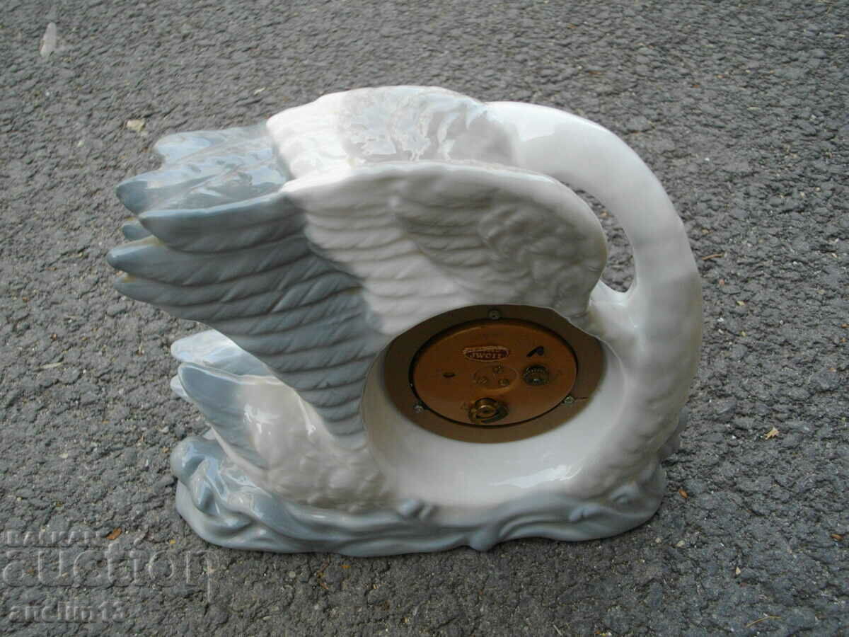 Auction DESKTOP JAPANESE PORCELAIN CLOCK SWAN ALARM JAPAN Auction DESKTOP JAPANESE PORCELAIN CLOCK SWAN ALARM JAPAN