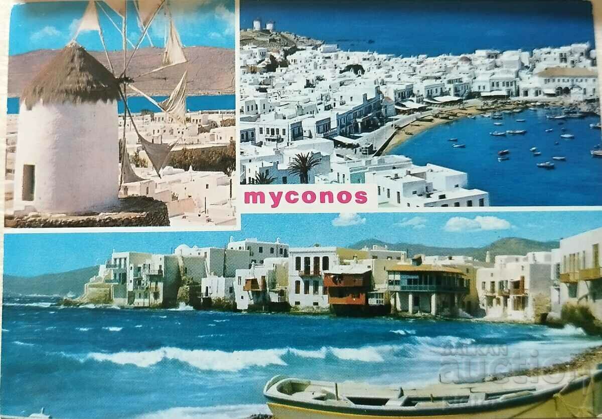 Гърция Пощенска картичка - панорамен изглед от остров Myc...