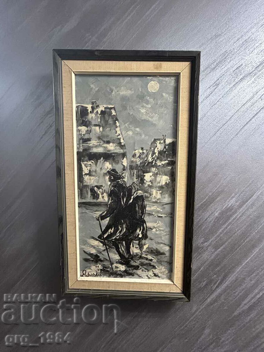 Oil painting on canvas, wooden frame