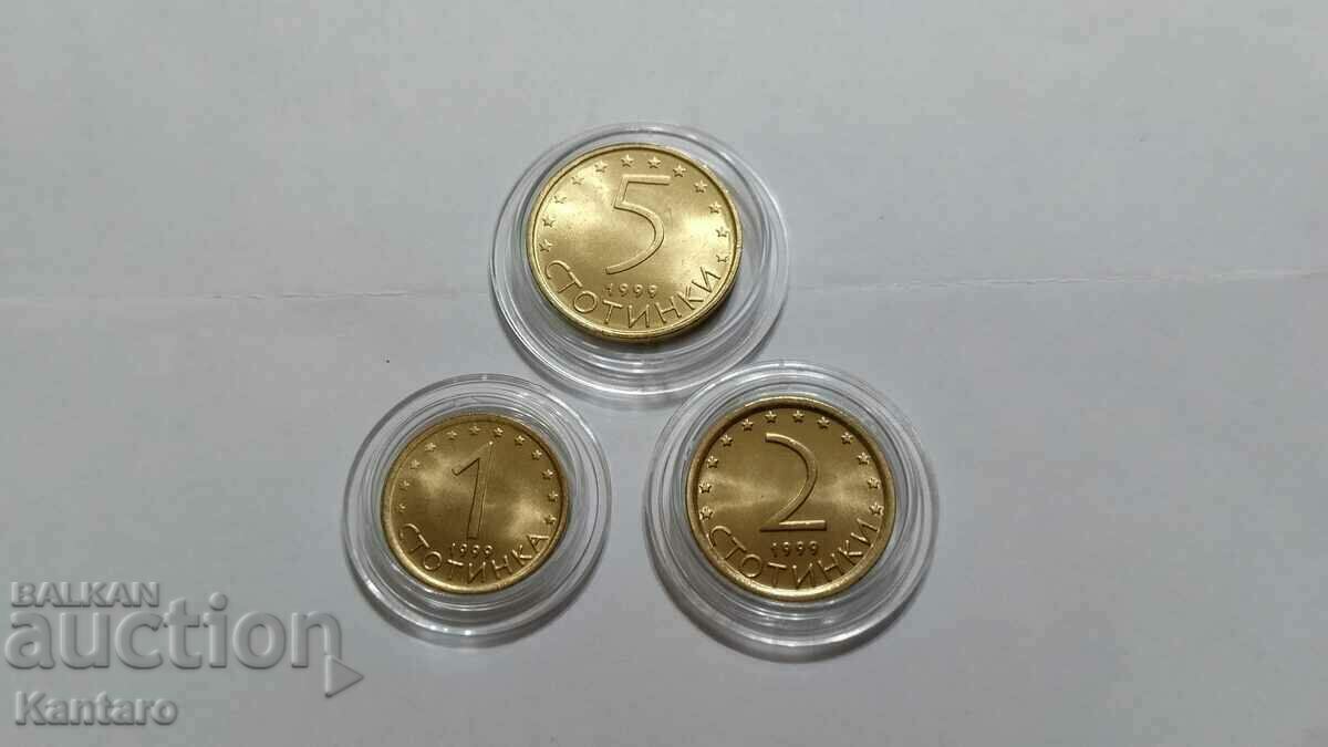 Monedă - BULGARIA - 1 ; 2; 5 cenți - 1999 - UNC - 1