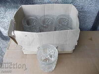 Lot of 5 pcs. embossed glass cups