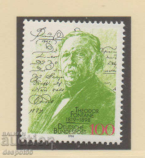 1994. Germany. 175 year of the birth of Theodore Fontane, poet
