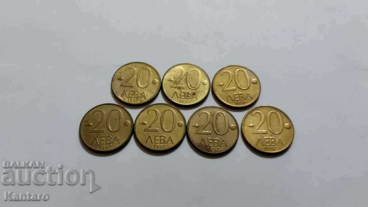 Монета - БЪЛГАРИЯ - 20 лева - 1997 г. - 7 броя