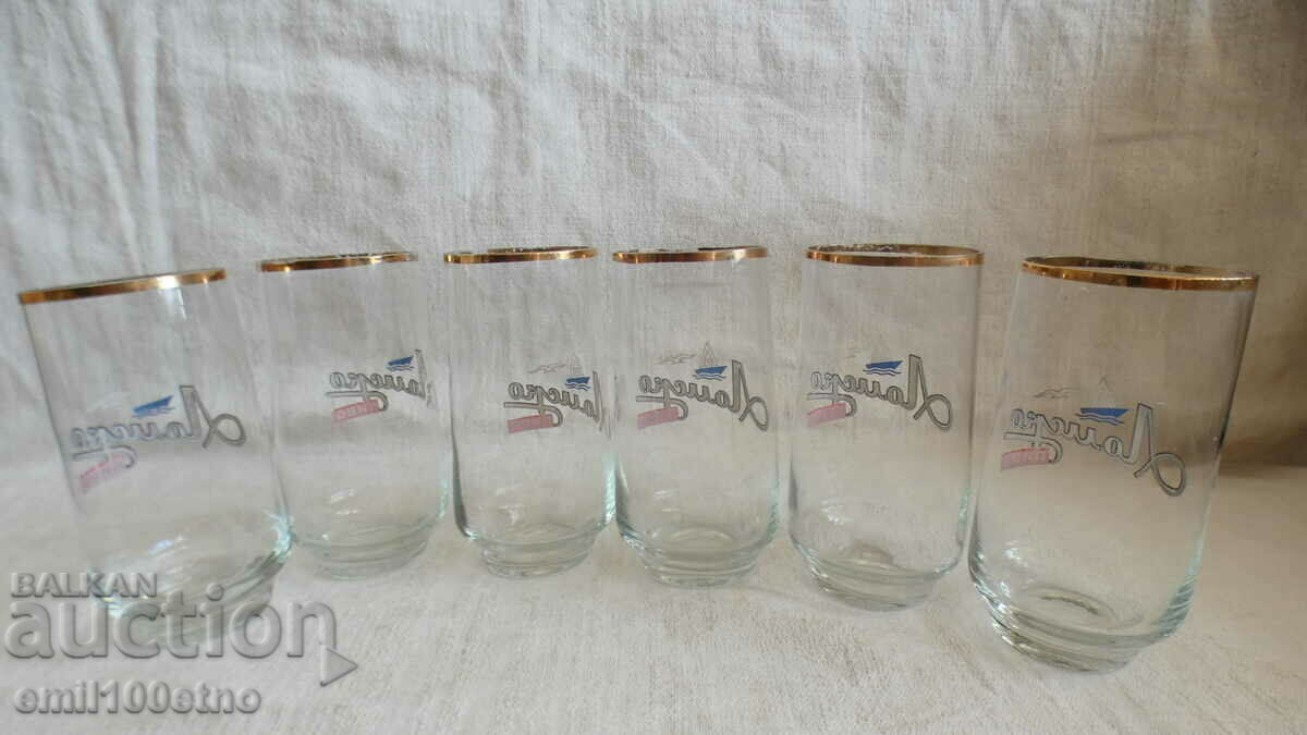 Lomsko beer Service 6 beer glasses thin glass from soca - 5 Lomsko beer Service 6 beer glasses thin glass from soca - 5
