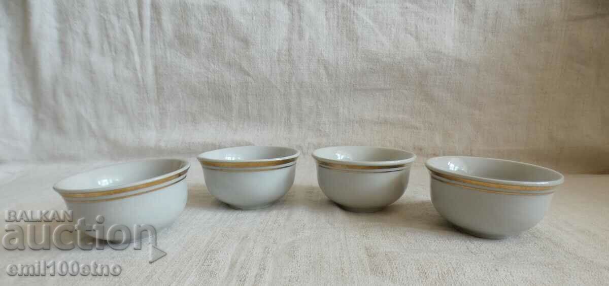 4 Turkish-type coffee cups - without handles, old Razgrad porcelain