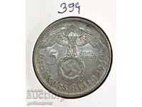 Германия трети райх 5 марки 1939г Сребро !