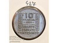 France 10 Francs 1933 Silver!