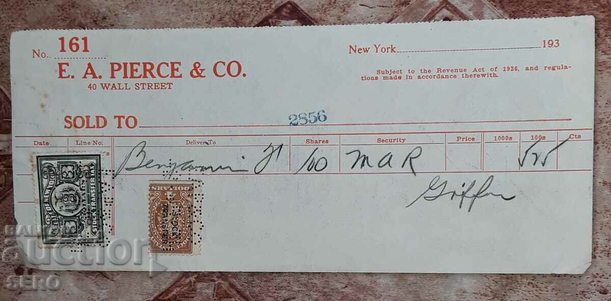 САЩ-квитанция от Борсата в Ню Йорк