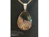Natural flower necklace in jewelry resin