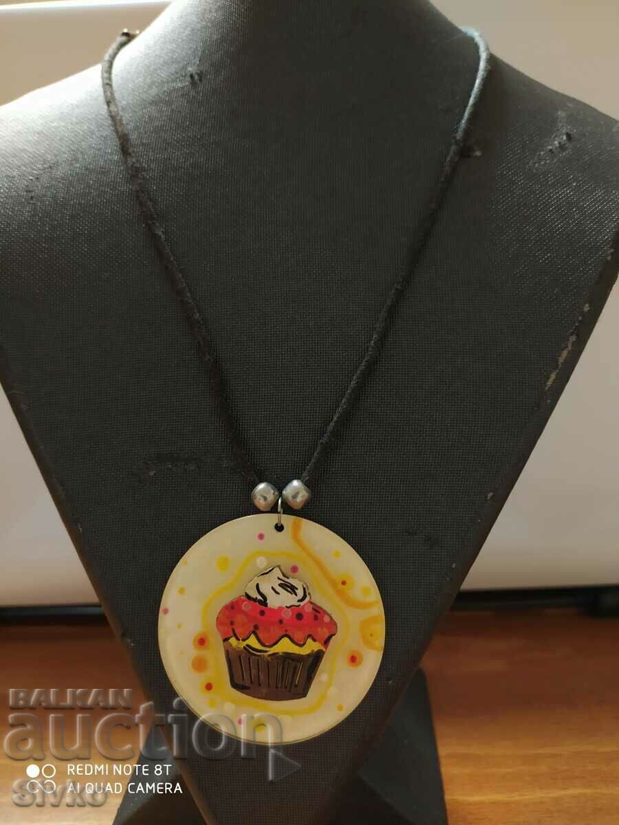 Hand painted cupcake necklace with price 4.09 BGN | € 2.09 Hand painted cupcake necklace with price 4.09 BGN | € 2.09
