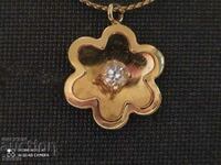 Necklace flower zircon gold plating