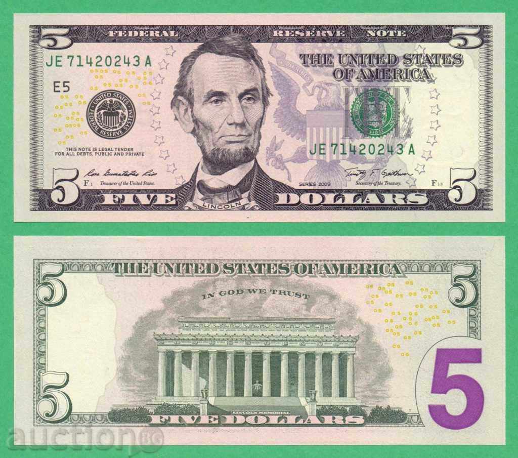 (¯`'•.¸ US $5 2009 UNC ¸.•'´¯)