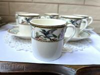 Красиви чашки с птици за кафе от Англия