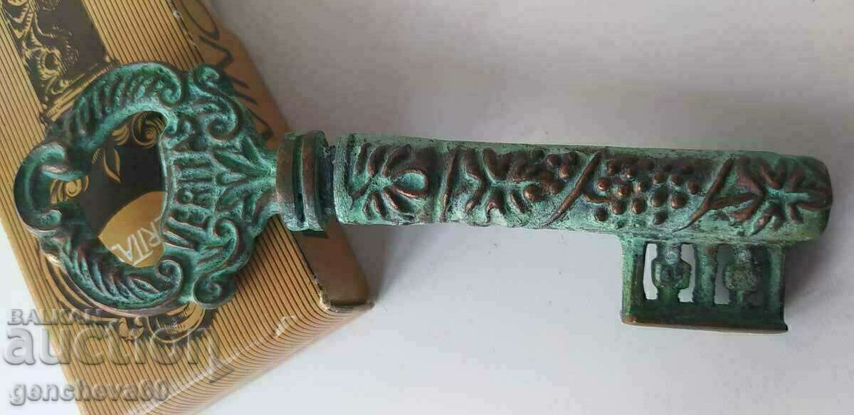 Tibuson antic, bronz, patina, cheie in cutie - 6