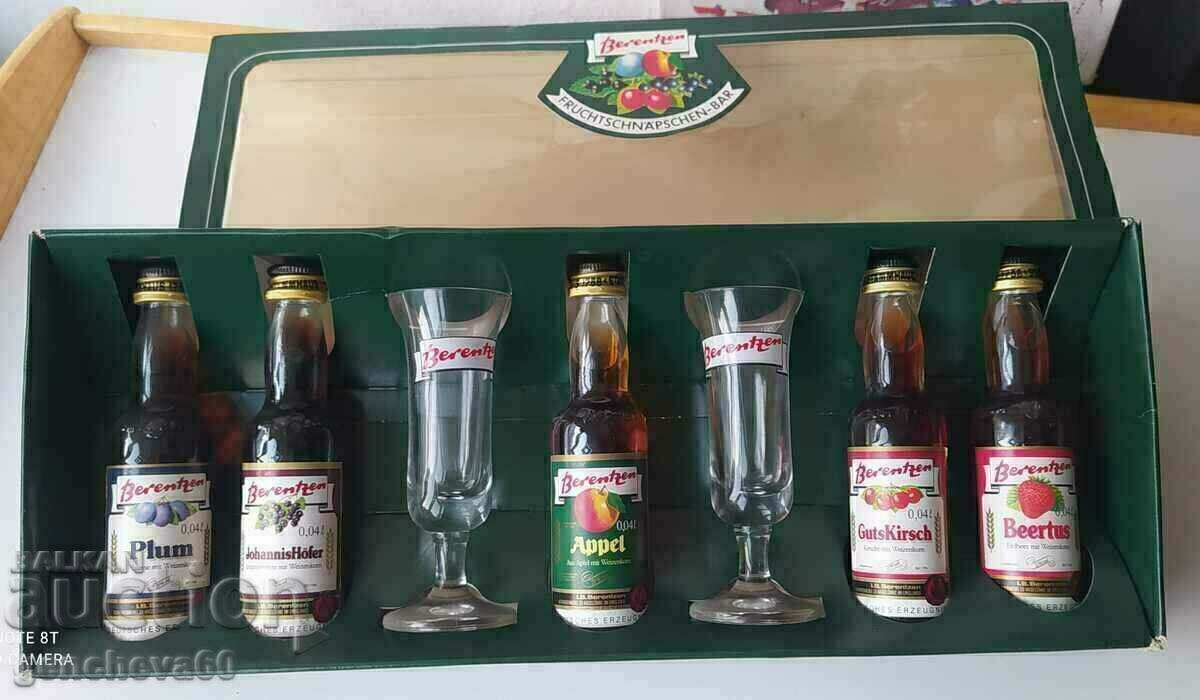 A selection of fruit liqueurs, "Berentzen" in a box