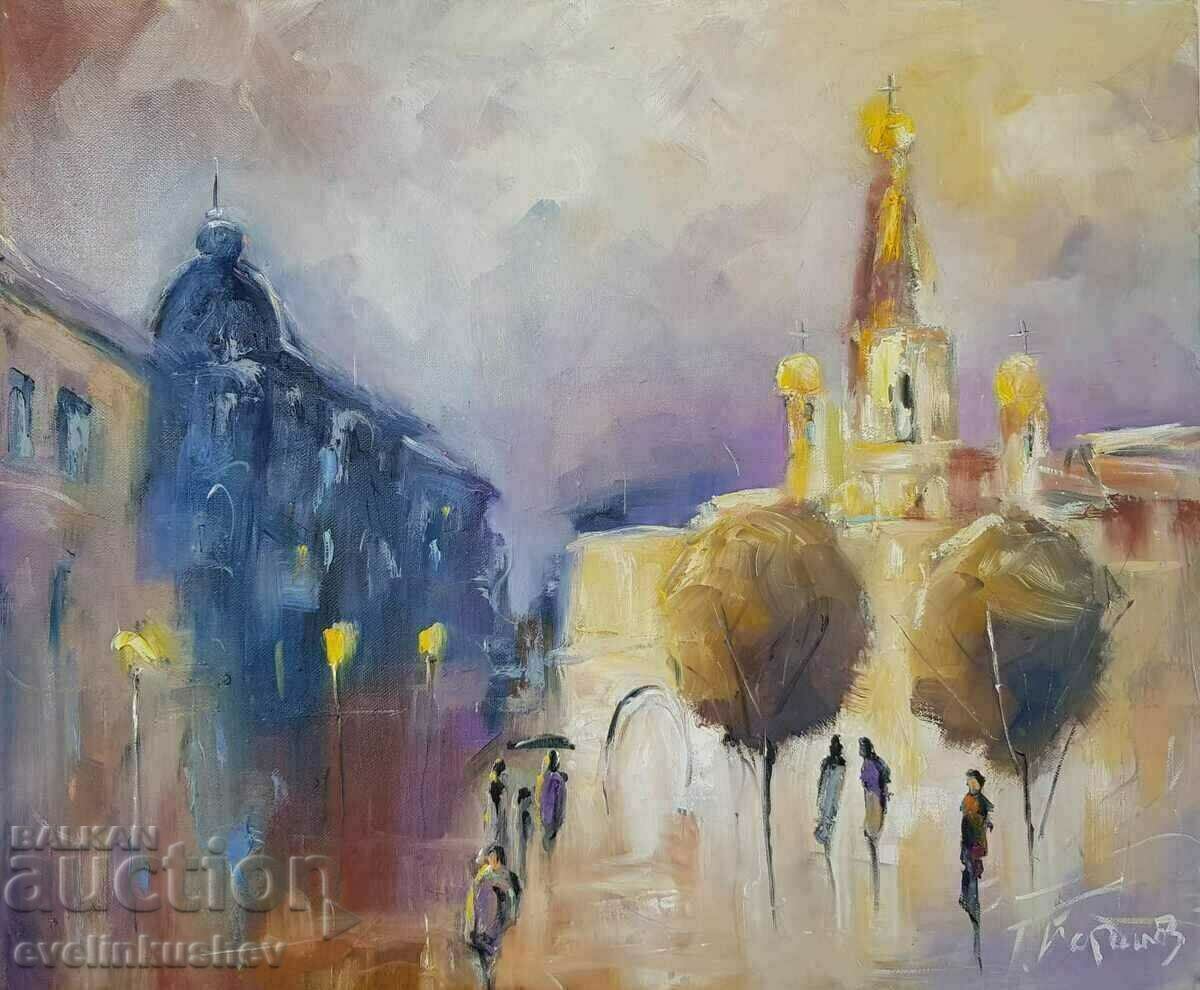 Pictură în ulei „Peisaje din Sofia – Biserica Rusă” cu preț 790.00 BGN | € 403.92 Pictură în ulei „Peisaje din Sofia – Biserica Rusă” cu preț 790.00 BGN | € 403.92