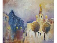 Маслена картина " Пейзажи от София - Руската църква "