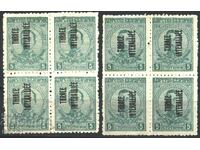 Чиста марка в каре 5 стотинки Надпечатка 1919  Тракия Грешка