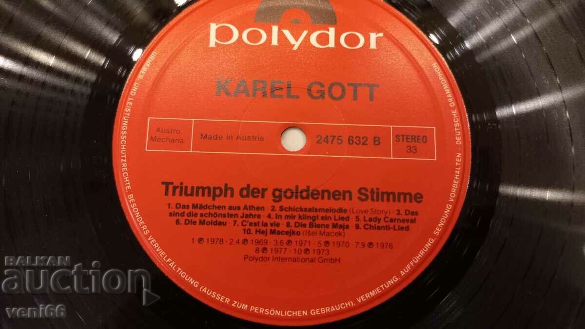 Auction Gramophone record - Karel Gott Auction Gramophone record - Karel Gott