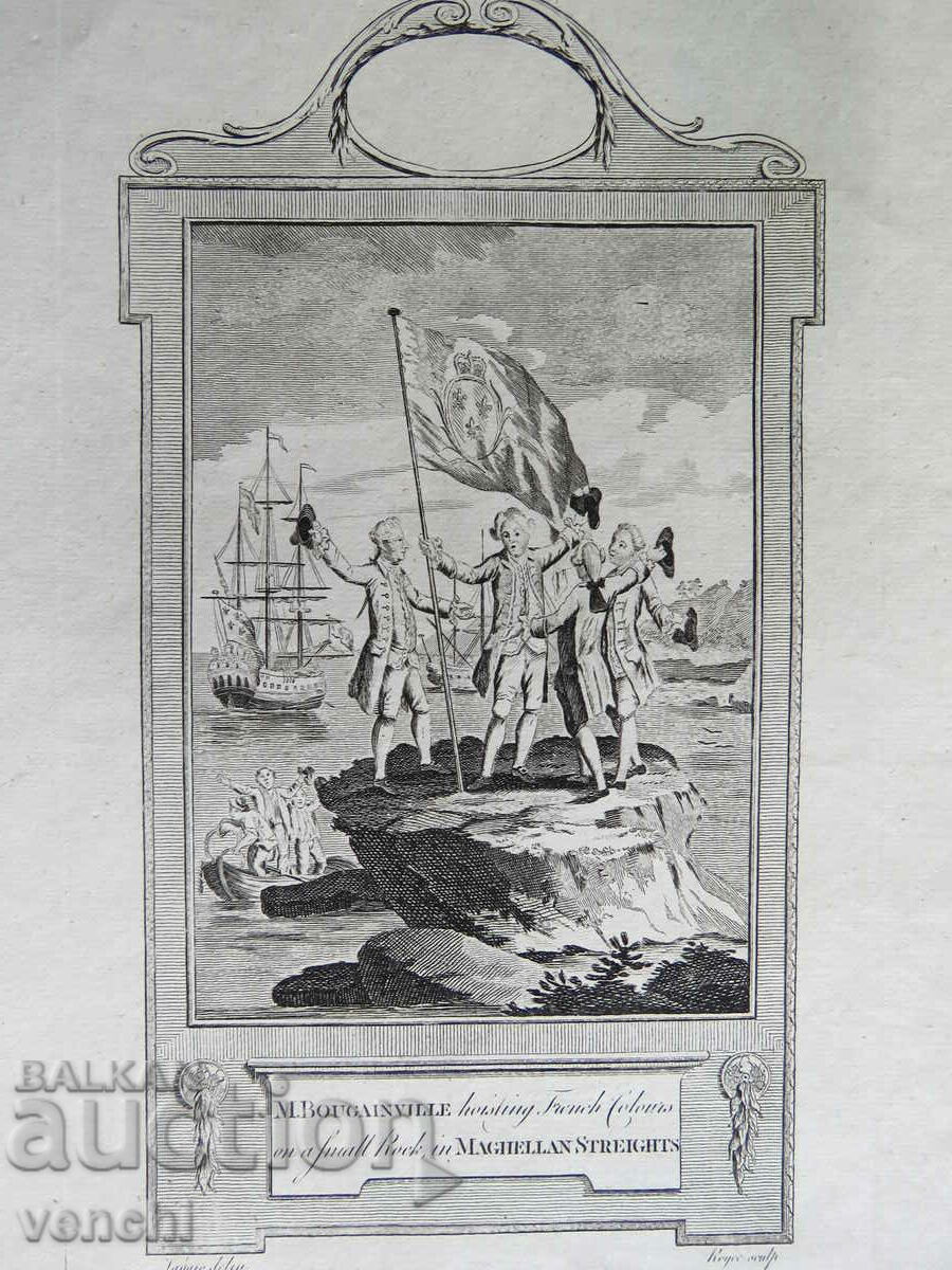 1780 - ENGRAVING - BOUGAINVILLE, STRAIT OF MAGELLA - ORIGINAL