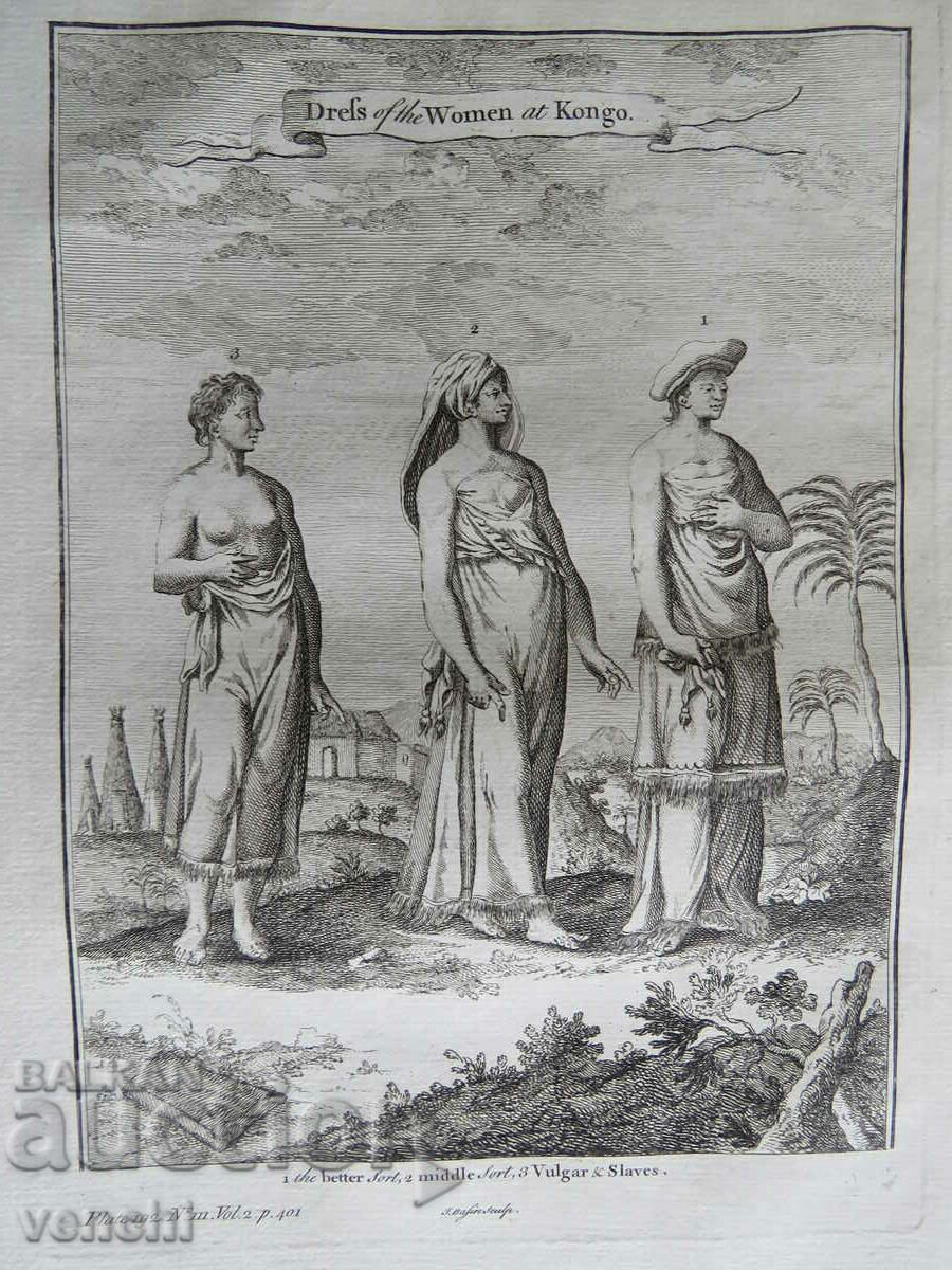 1746 - ENGRAVING - WOMEN IN CONGO - ORIGINAL 1746 - ENGRAVING - WOMEN IN CONGO - ORIGINAL