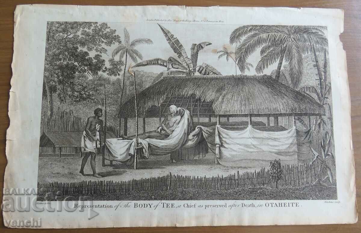 1784 - GRAVURĂ - TAHITI, CĂPETENIE - ORIGINAL