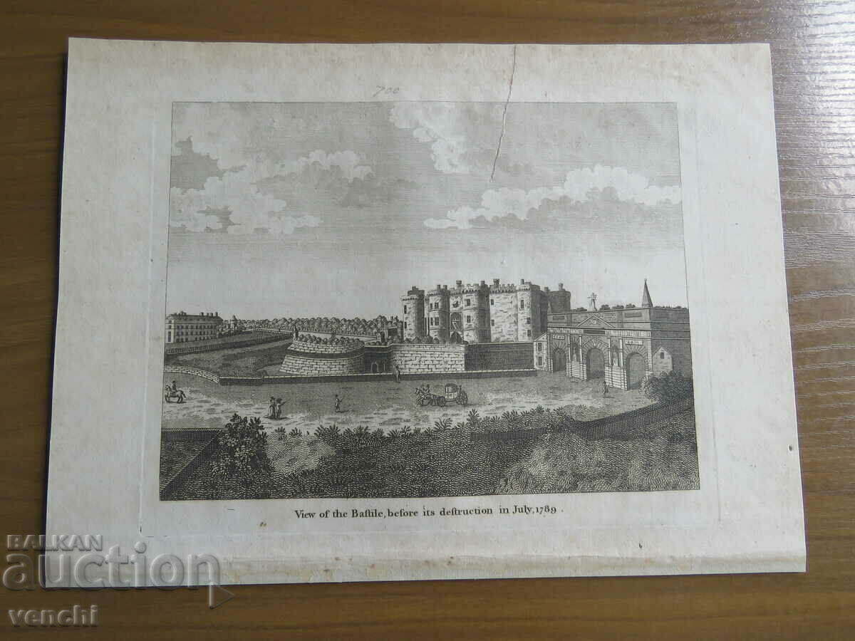 1794 - GRAVURĂ - Bastilia - iulie 1789 - ORIGINAL +