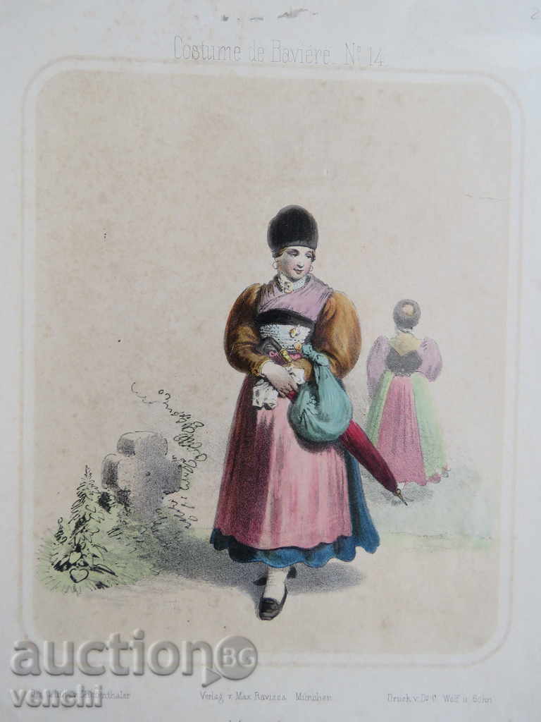 LITografie - 1840 - COSTUM - GERMANIA - ORIGINAL