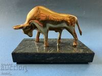 Bronze plastic bull figure sculpture