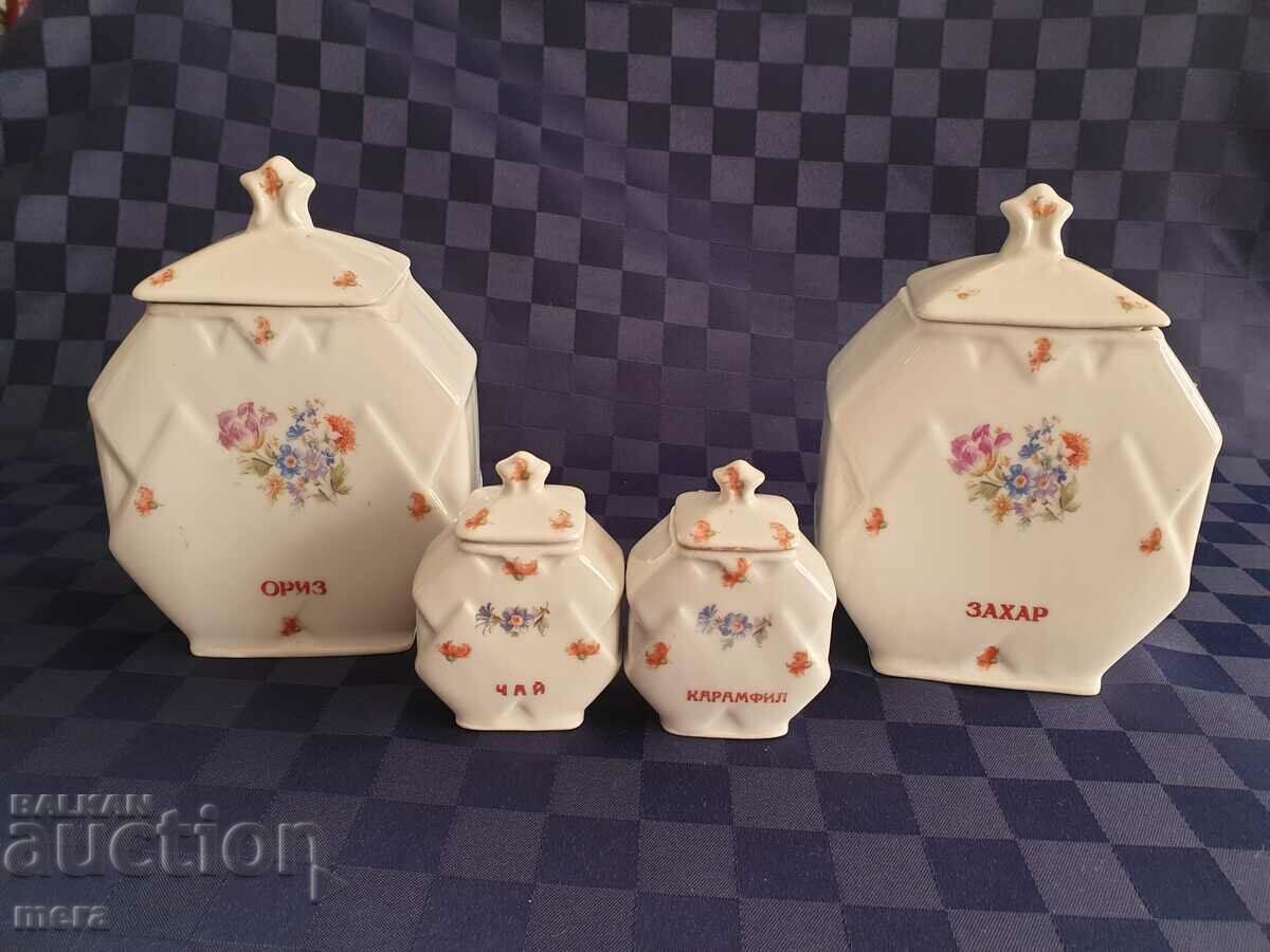 Porcelain jars for spices of a Bulgarian manufacturer