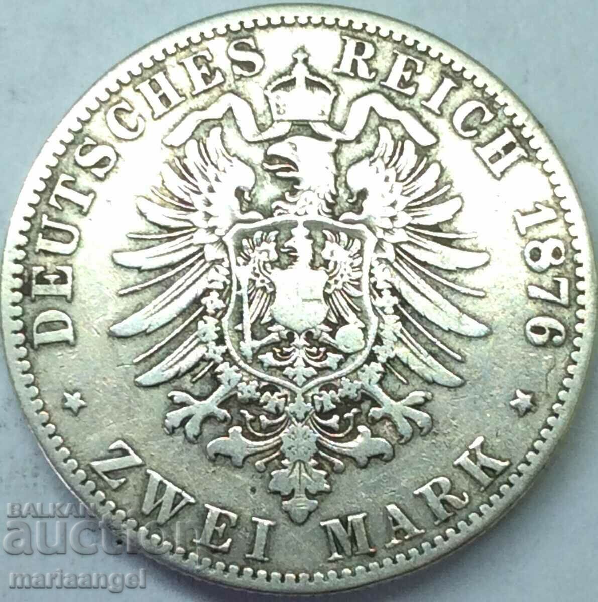 2 марки 1876 А - Берлин Германия Вилхелм 28мм сребро