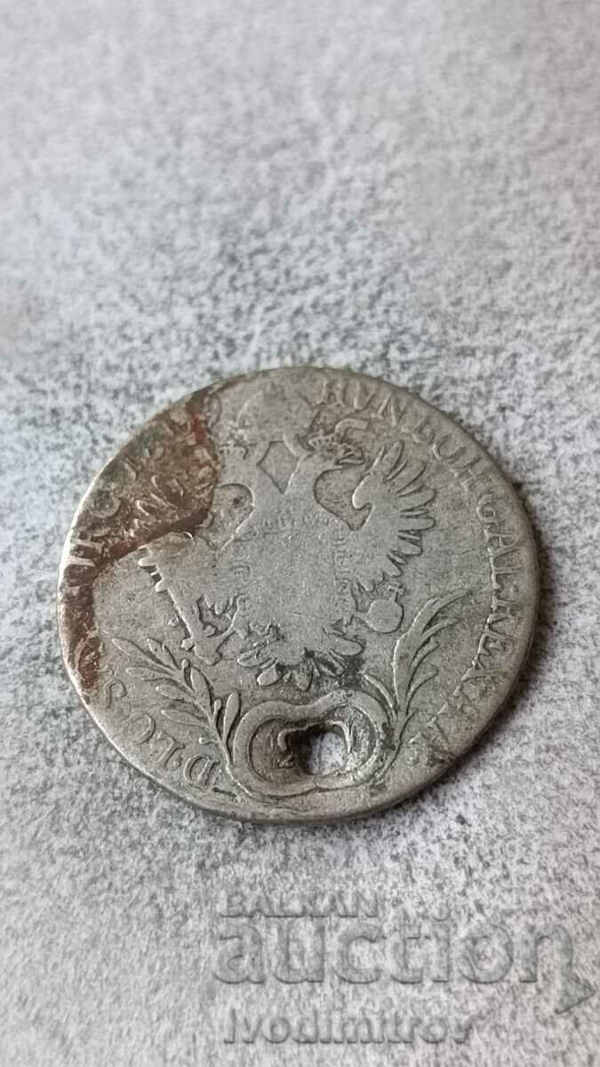 Австрия 20 кройцера 1809 B Сребро