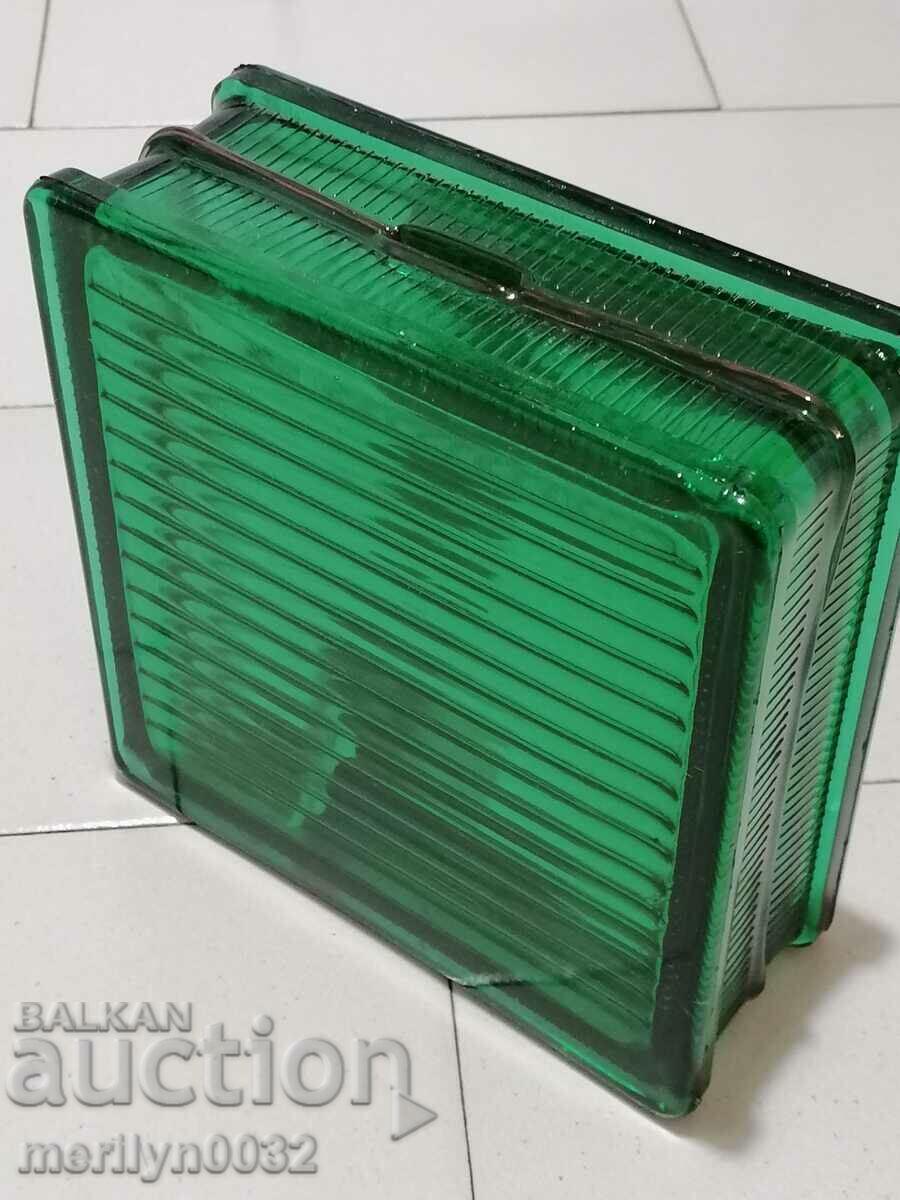 Glass brick piggy bank from the social period factory in Elena