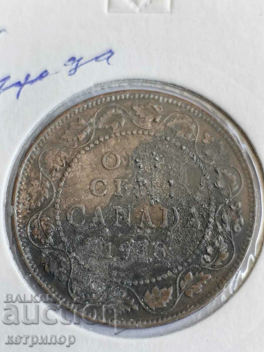 Канада 1 цент 1918 г. Мед