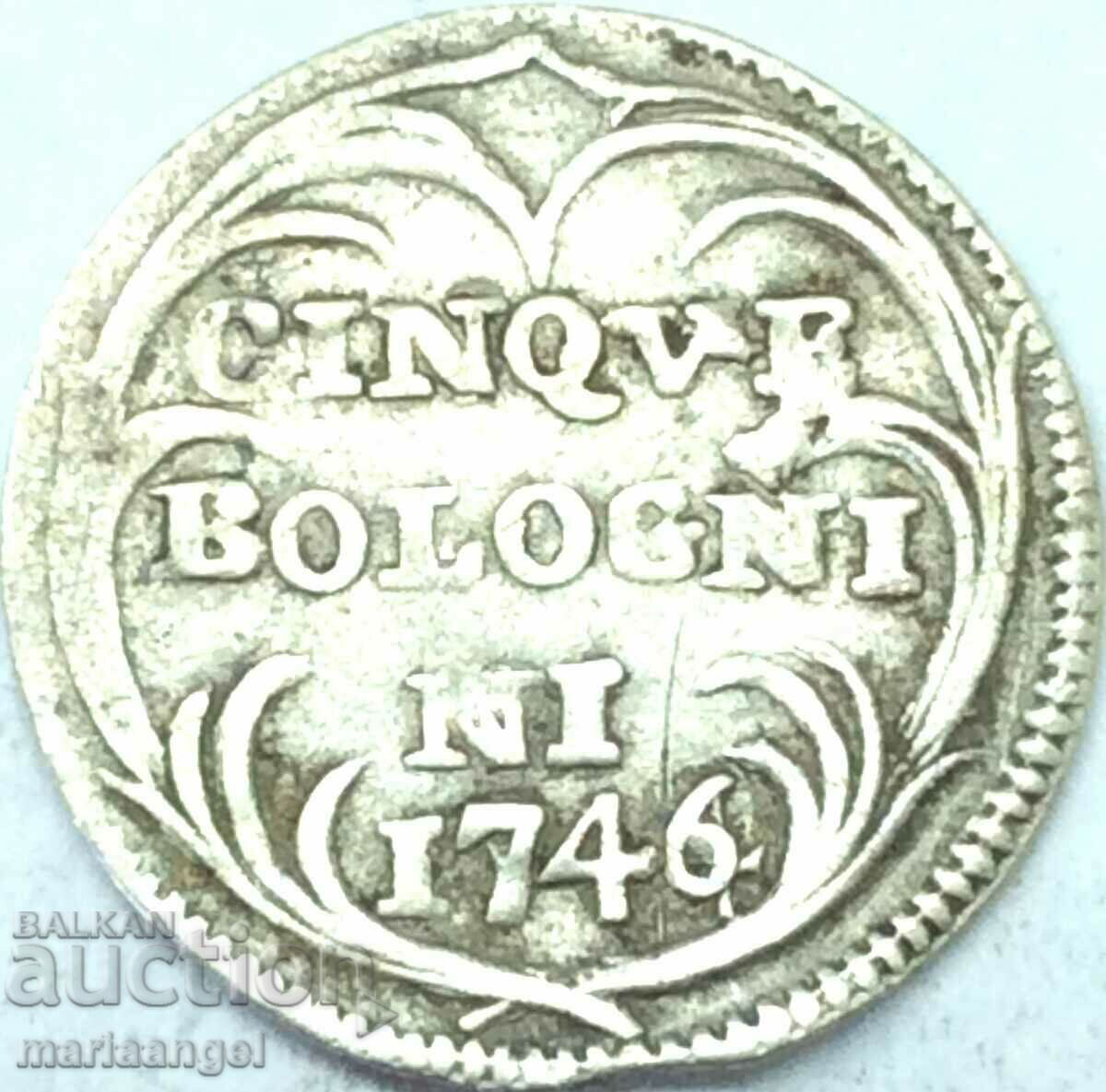 Vatican 1746 Carlino da 5 Bolognese Benedict XIV Bologna