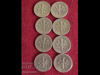 From a penny. 8 Number Silver coins. BZC.