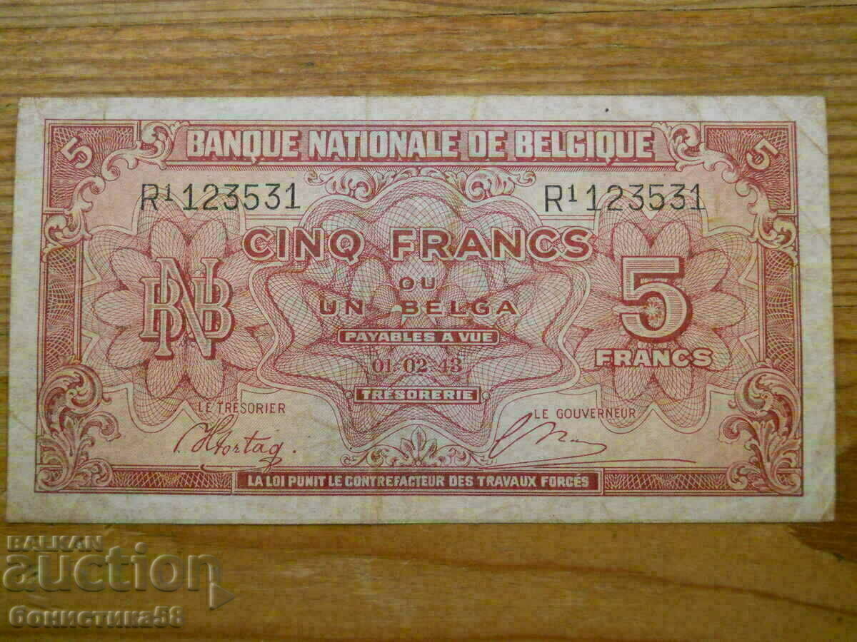 5 Φράγκα 1943 - Βέλγιο ( VF )