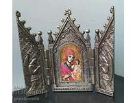 Religious retro triptych Virgin Mary